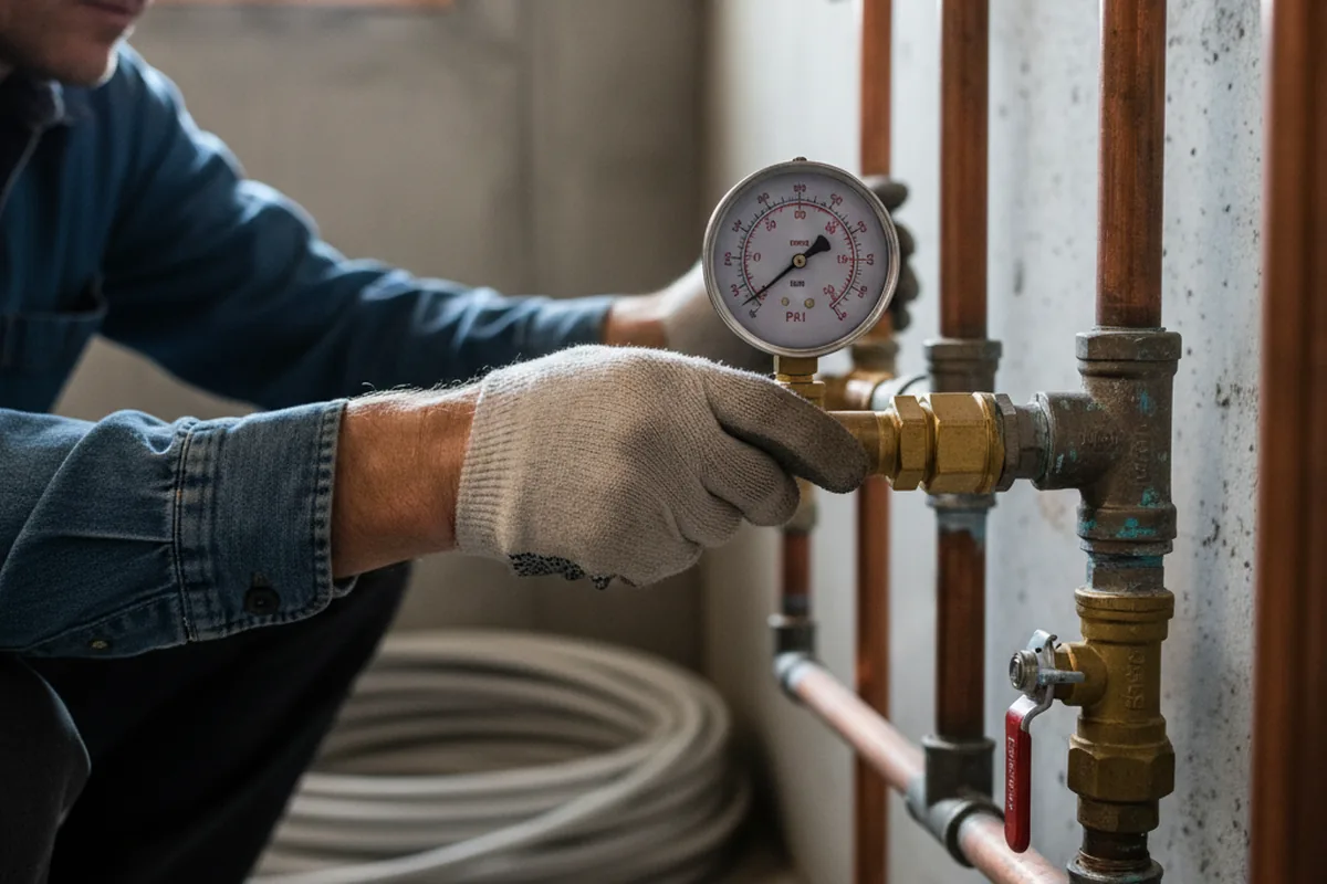 Pressure testing a repaired line during Water Line Repair in Colonial Beach